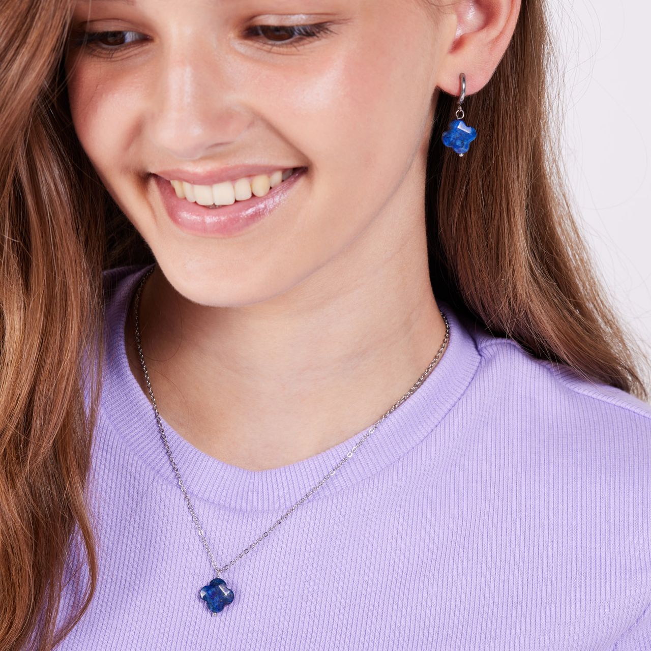 Stalen ketting met lapis lazuli