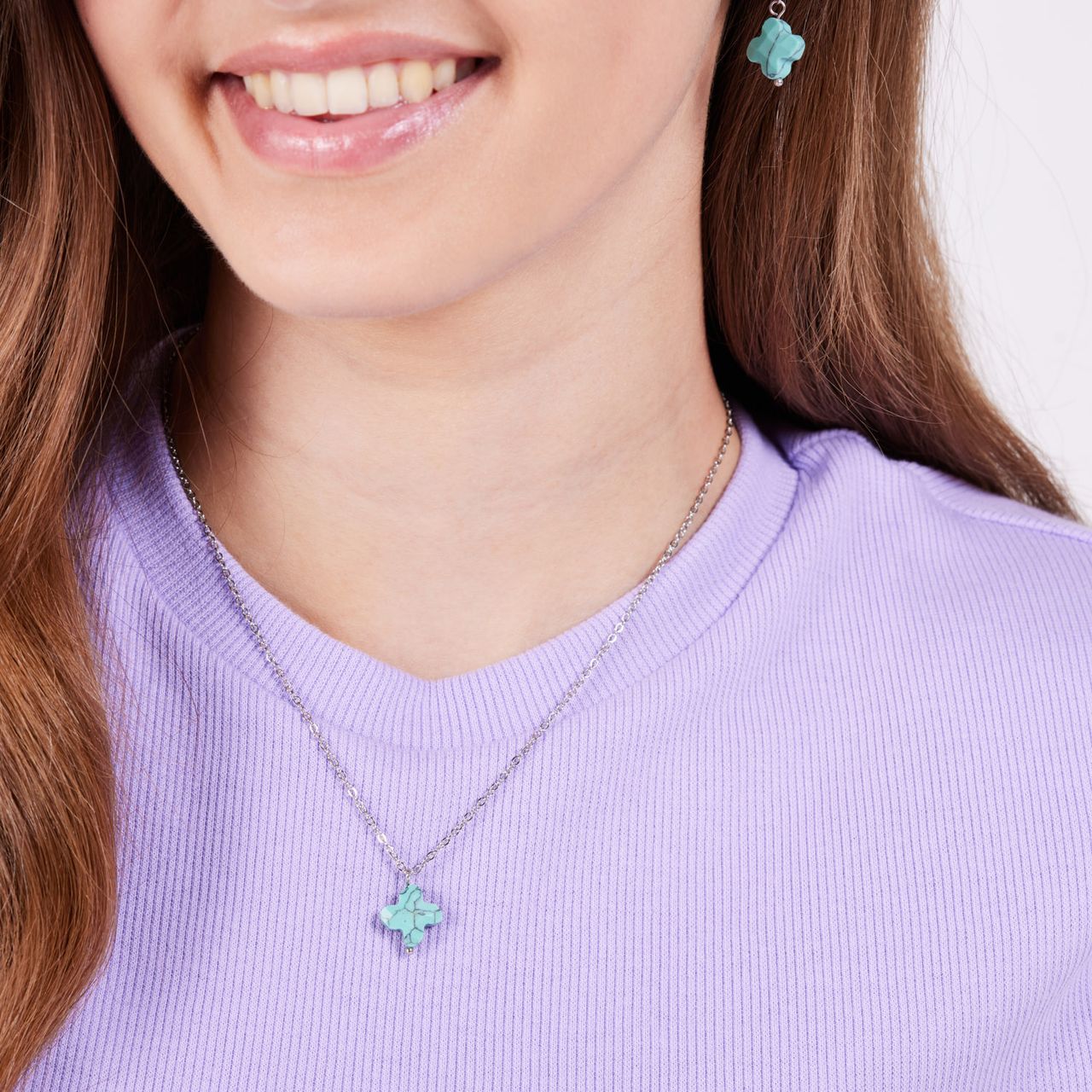 LuLu Jewels stainless steel ketting met turquoise voor dames