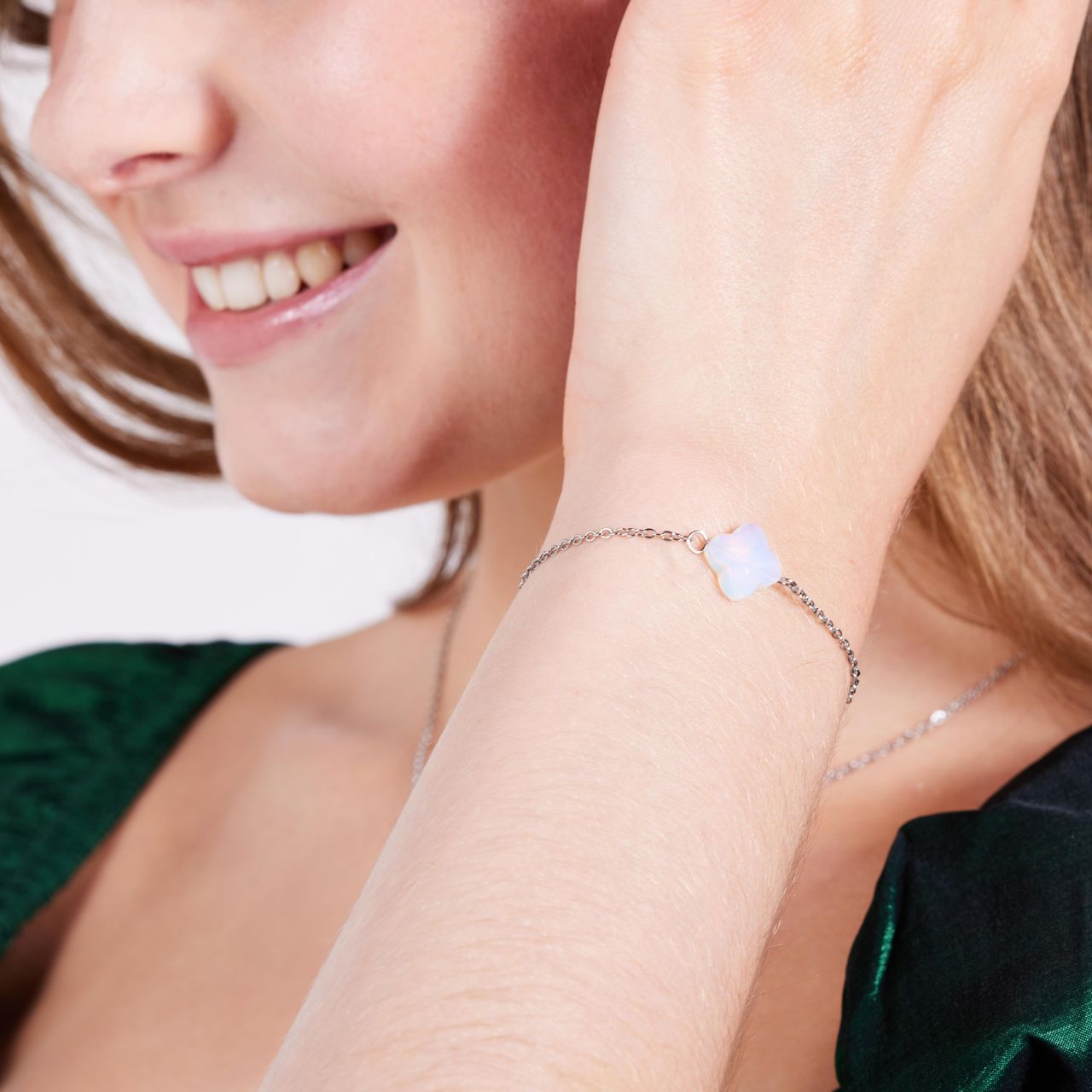 Stainless steel armband met maansteen