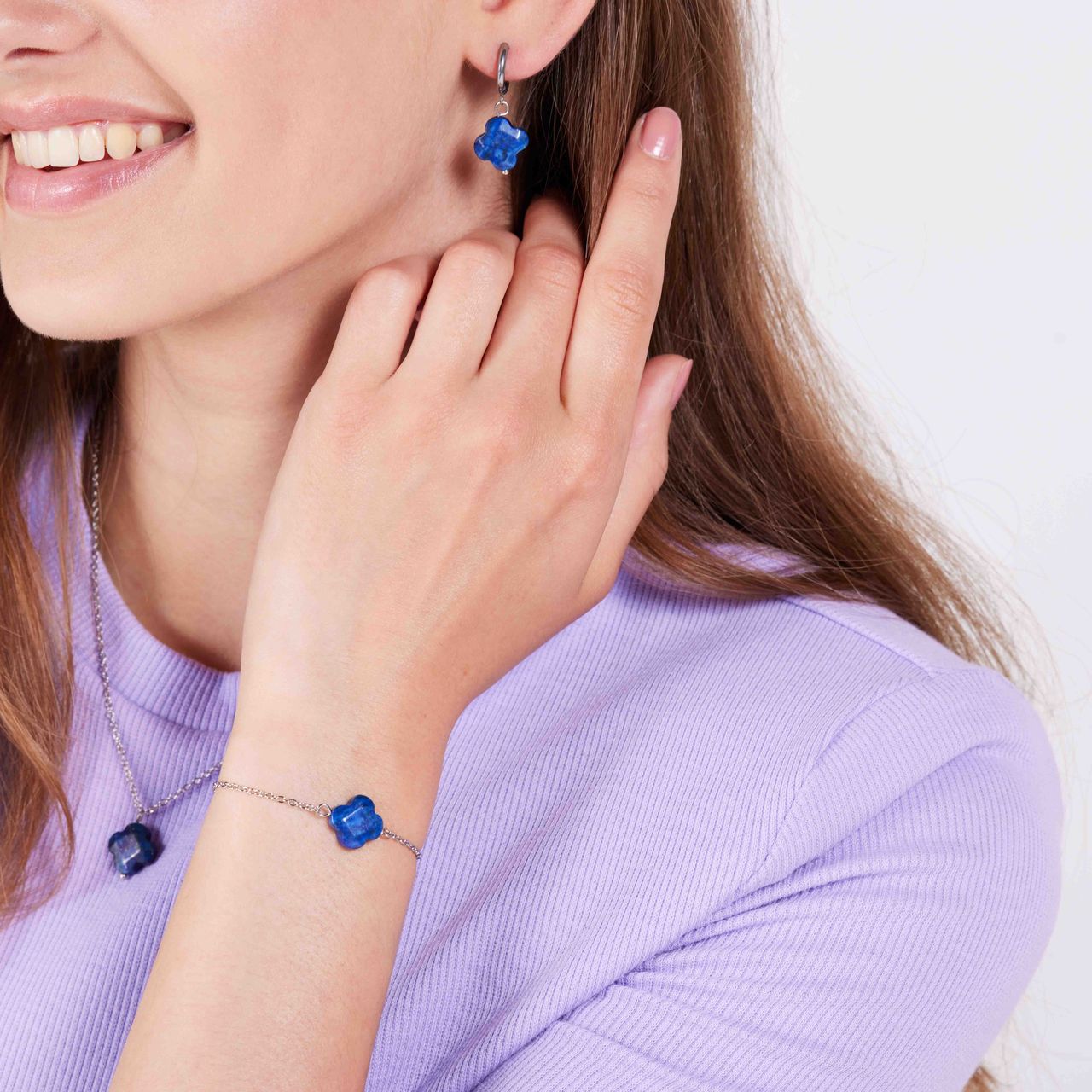 Stainless steel armband met lapis lazuli