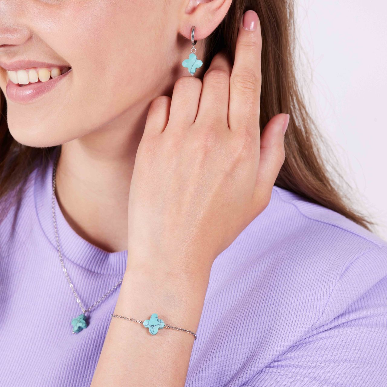 Stainless steel armband met turquoise