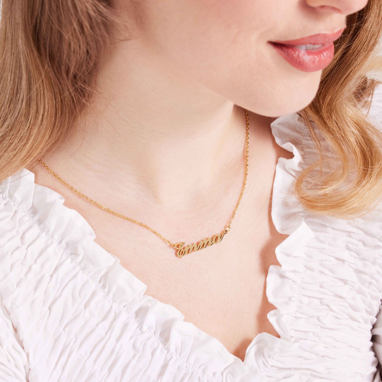 Stalen goldplated naamketting voor dames