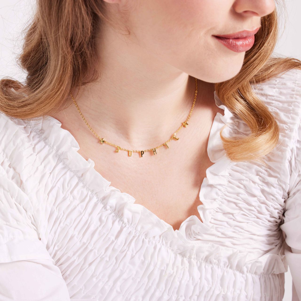 Zilveren goldplated naamketting met hanger ster voor dames