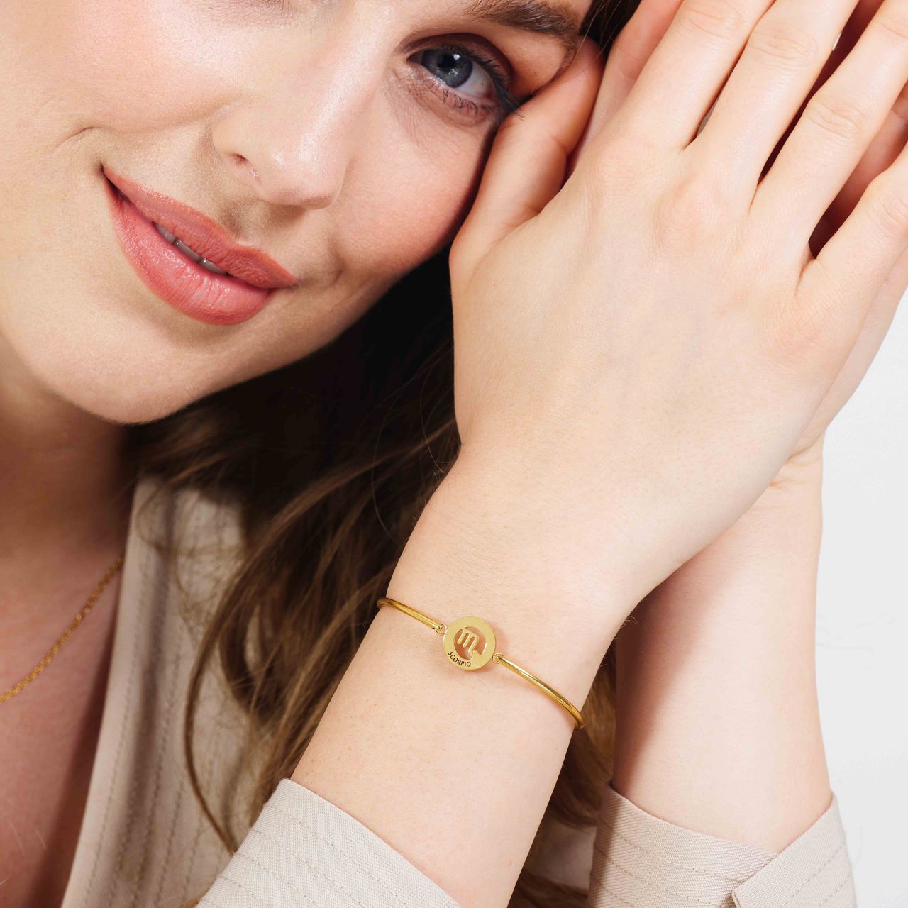 Stalen goldplated armband met sterrenbeeld schorpioen