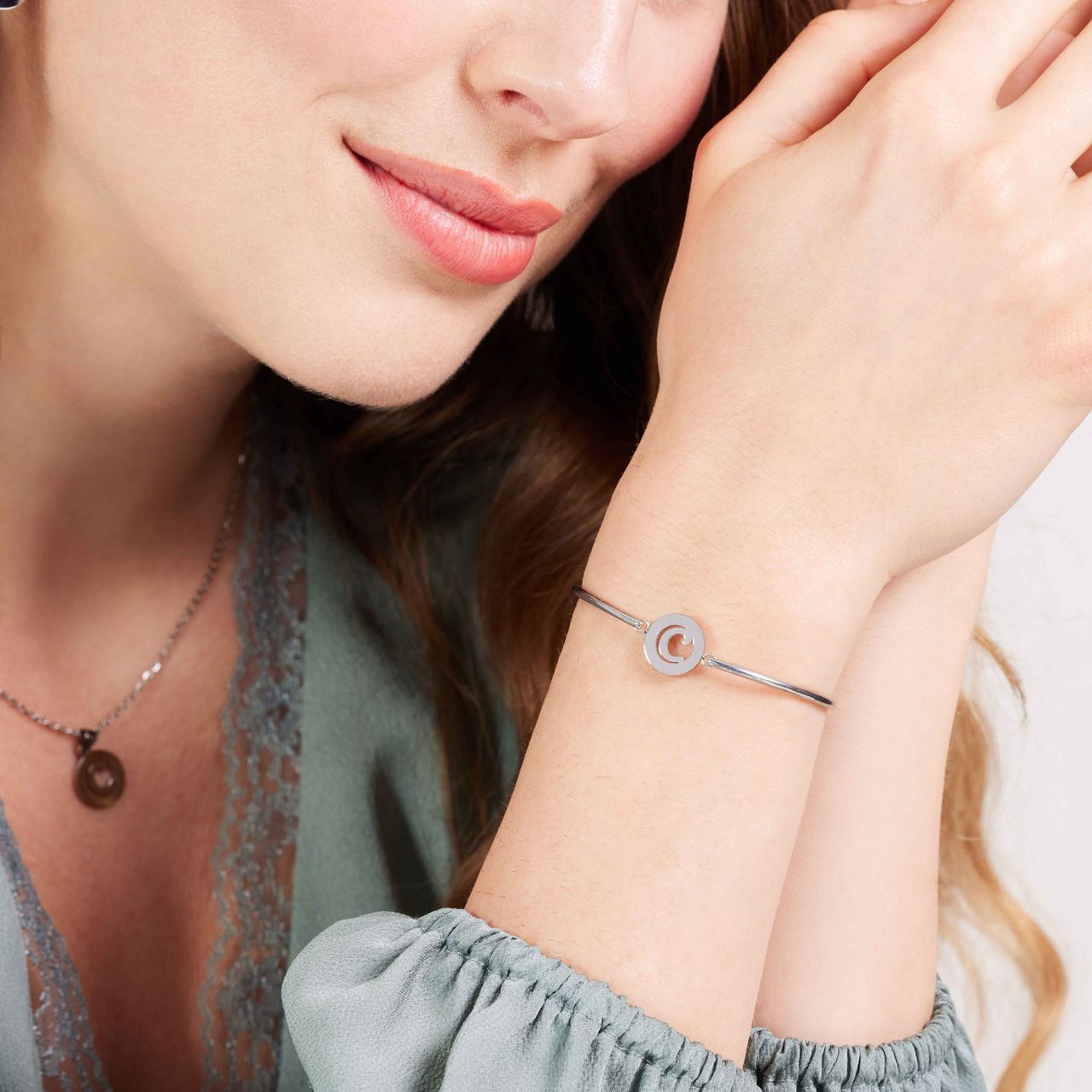 Stainless steel armband met letter - C