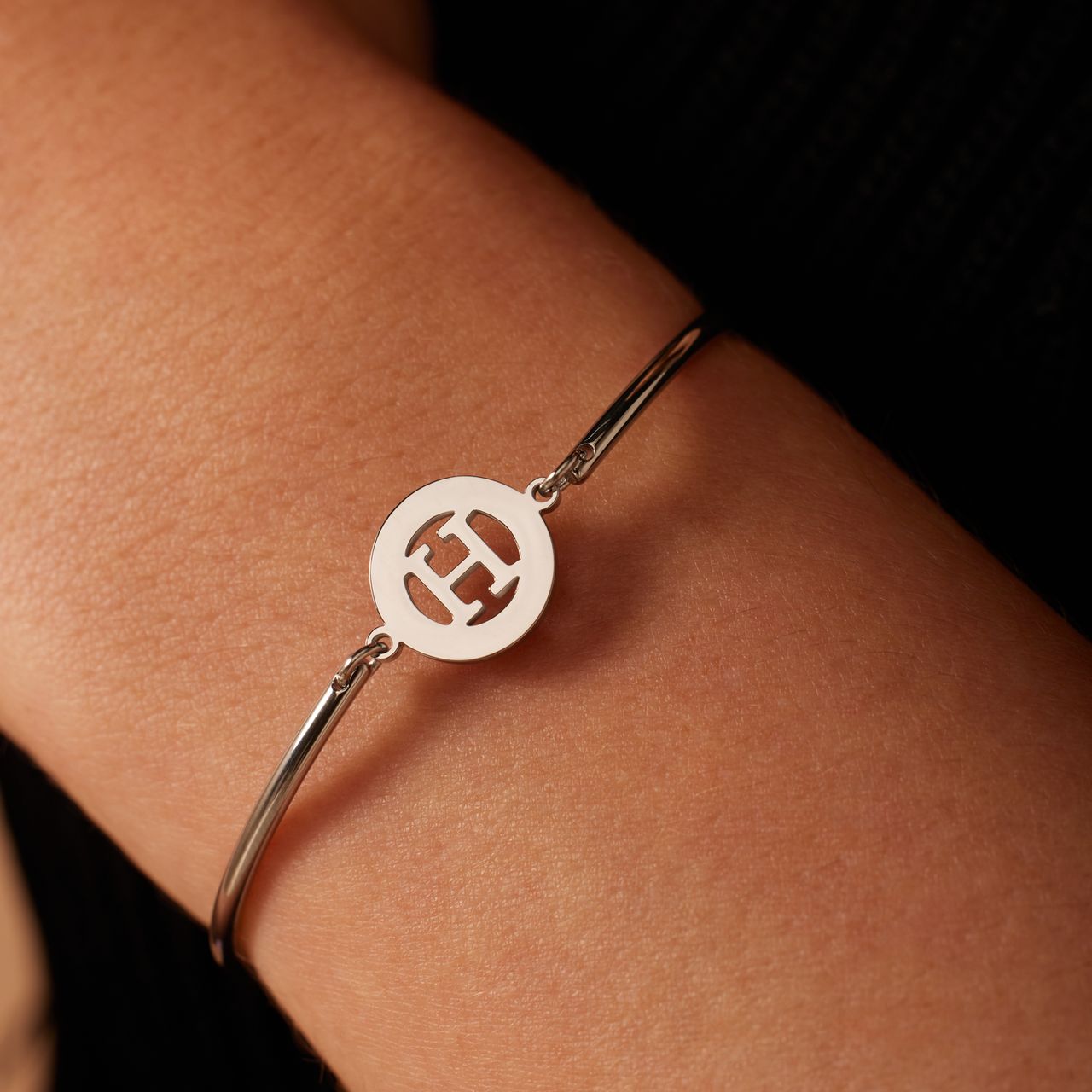 Stainless steel armband met letter - H