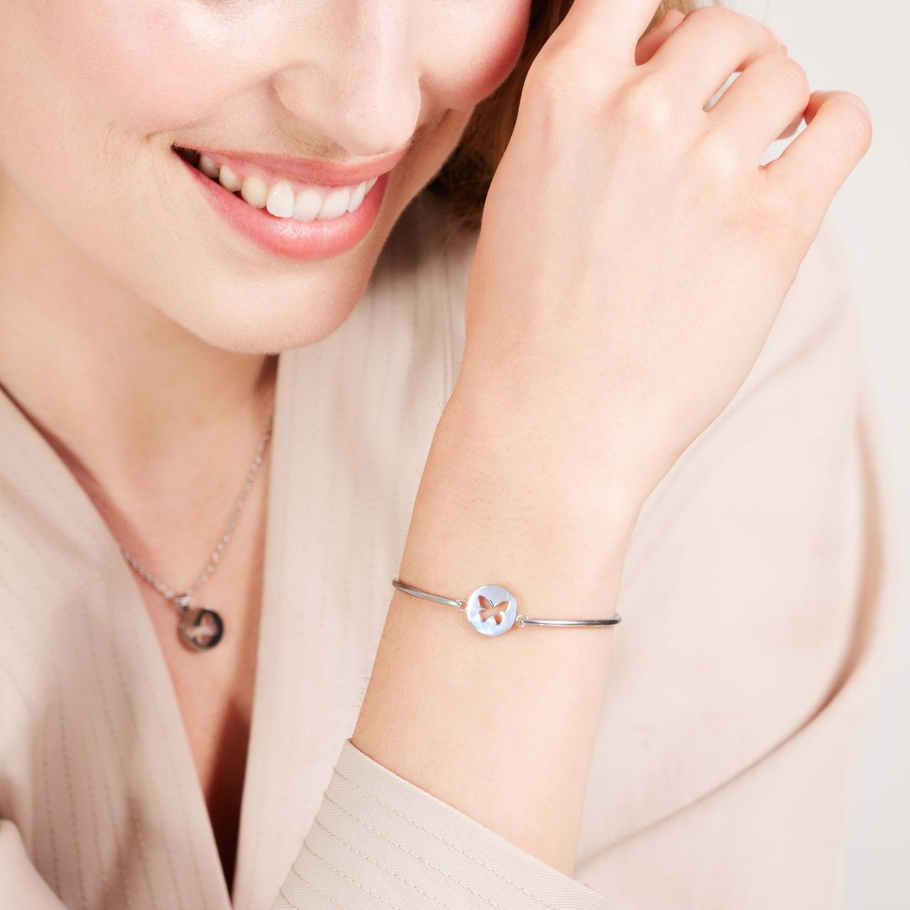 Stainless steel armband met vlinder