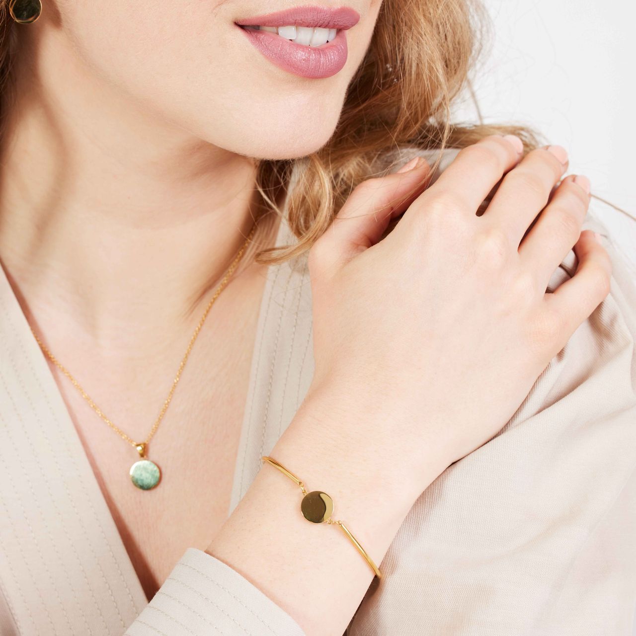 Stainless steel goldplated fantasiearmband munt voor dames