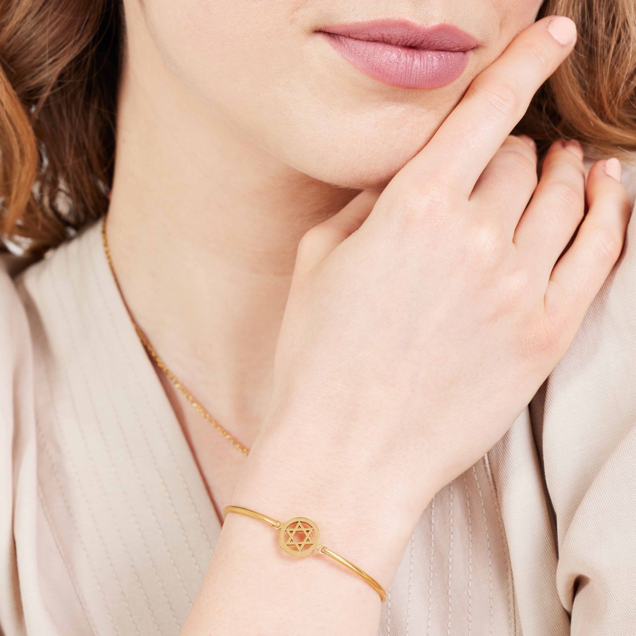 Stalen goldplated fantasiearmband munt voor dames
