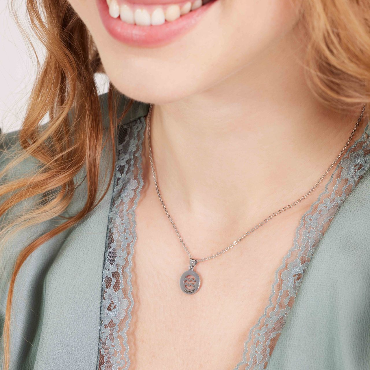 Stalen ketting met sterrenbeeld waterman