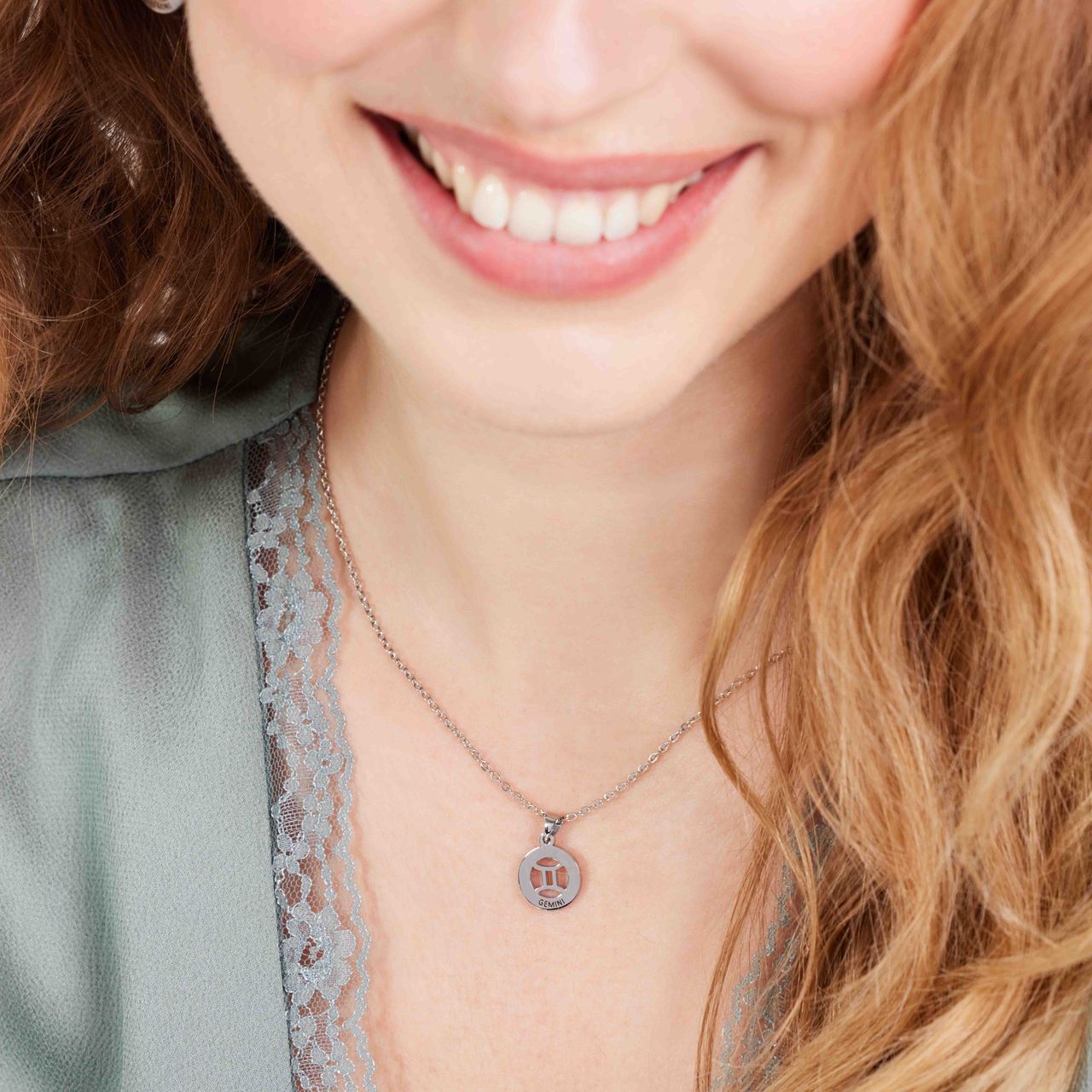 Stalen ketting met sterrenbeeld tweeling