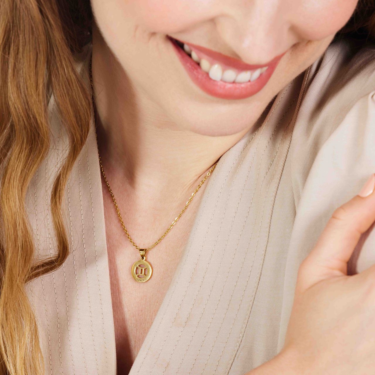 Stainless steel goldplated ketting met hanger sterrenbeeld Tweeling voor dames