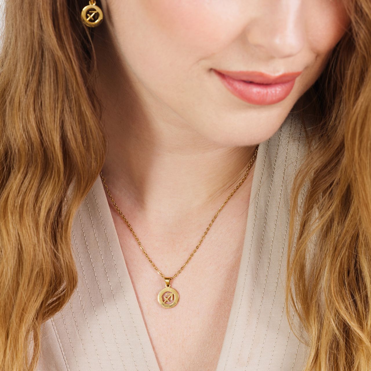 Stainless steel goldplated ketting met sterrenbeeld boogschutter