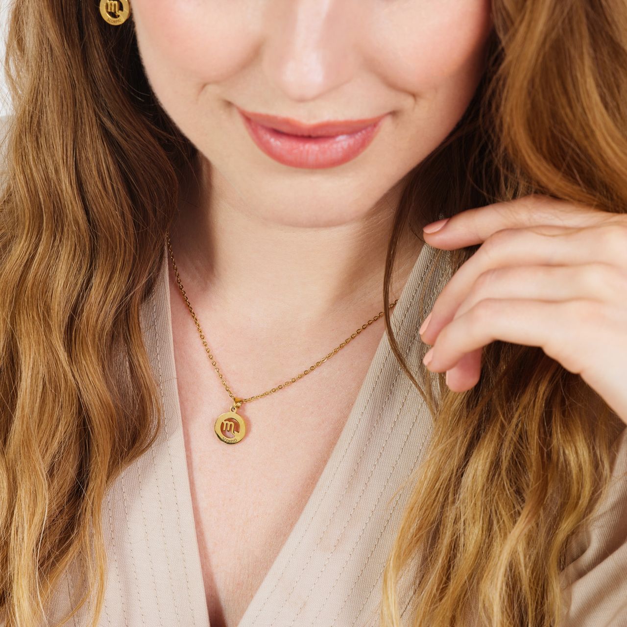 Stalen goldplated ketting met sterrenbeeld schorpioen