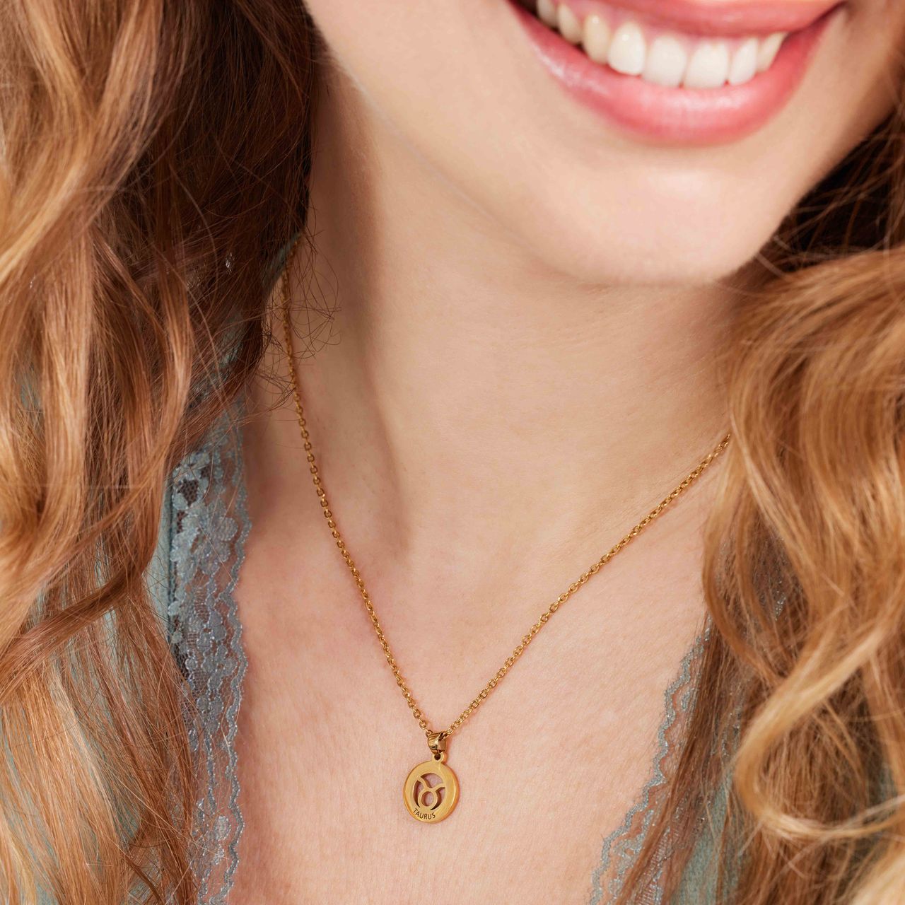 Stainless steel goldplated ketting met sterrenbeeld stier