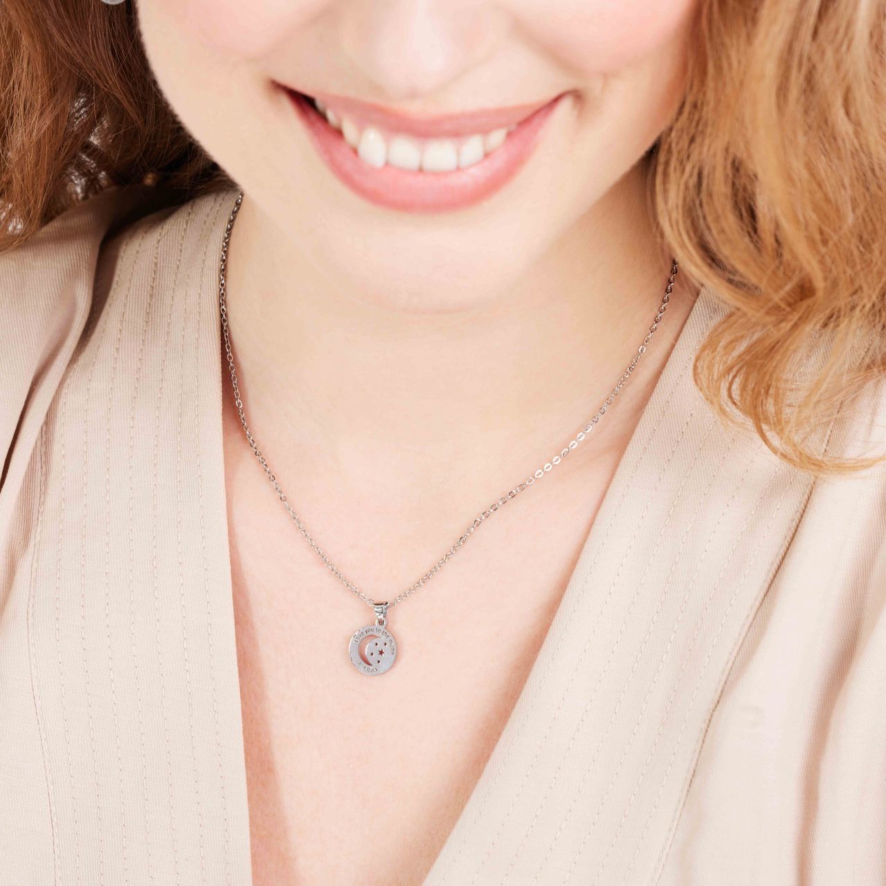 Stainless steel ketting met to the moon and back