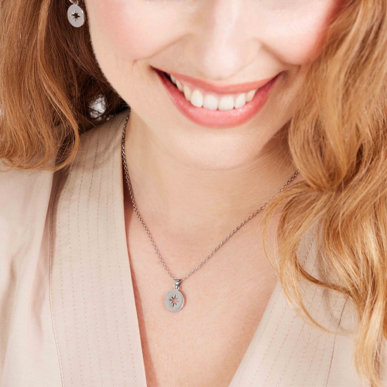 Stalen ketting met hanger Poolster