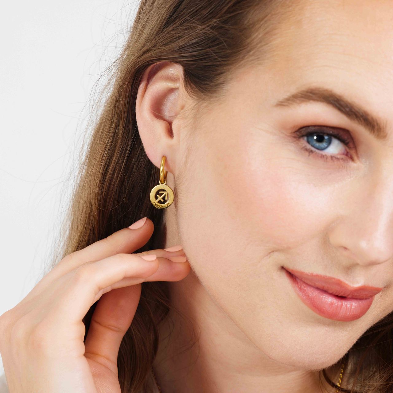 Stainless steel goldplated oorringen sterrenbeeld Boogschutter voor dames