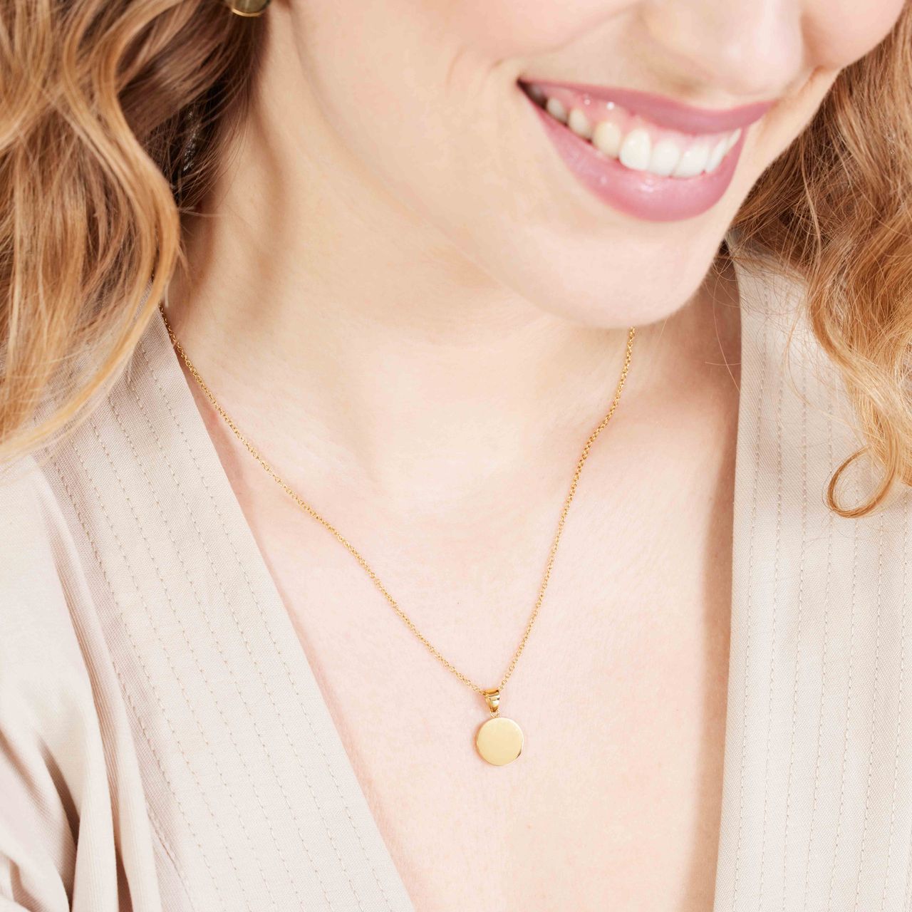 Stainless steel goldplated ketting met hanger munt voor dames