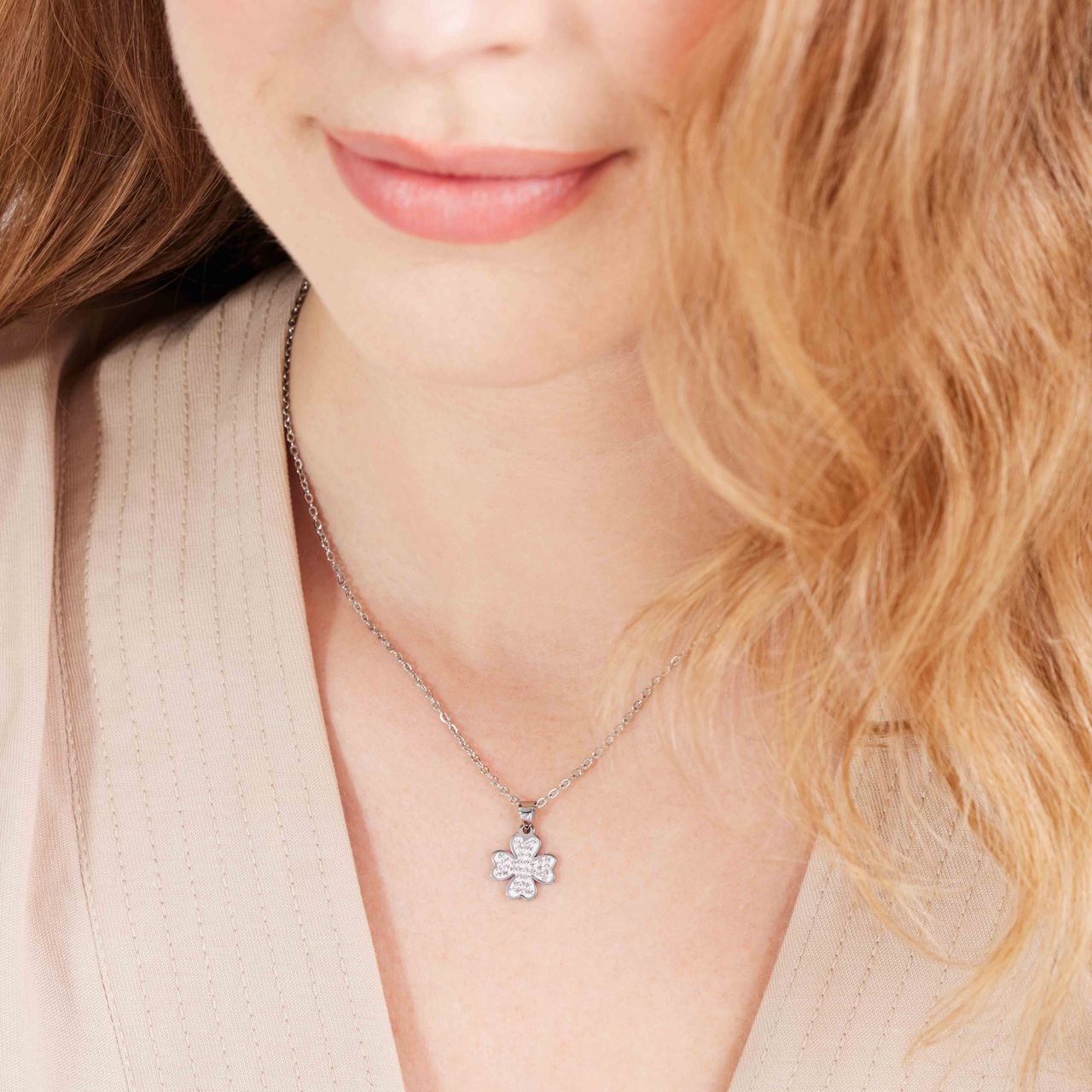 LivLiv stainless steel ketting met hanger klaver voor dames