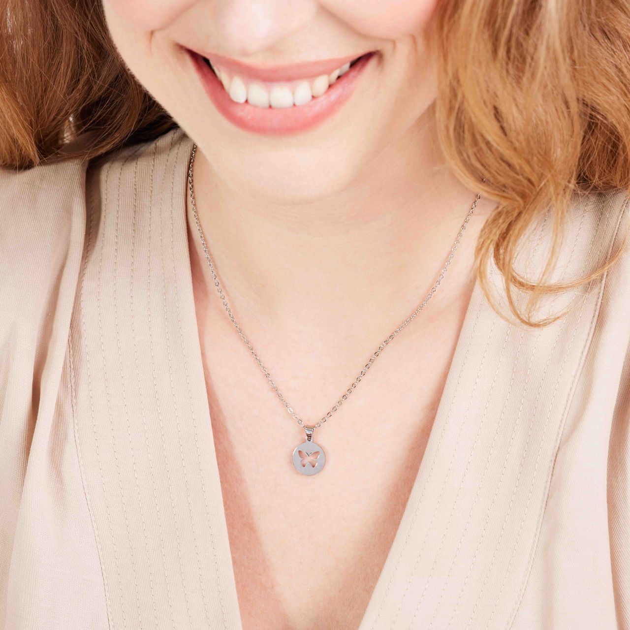 Stainless steel ketting met hanger vlinder