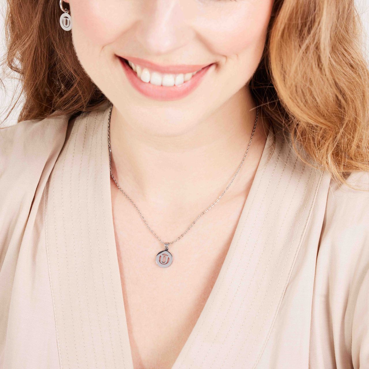 Stainless steel ketting met letter - U