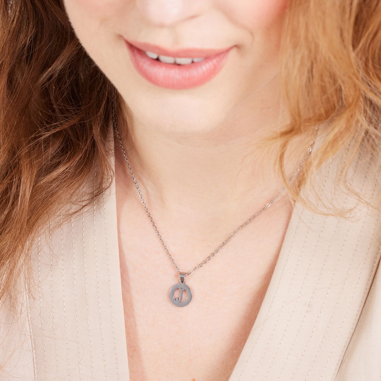 Stalen ketting met letter - J