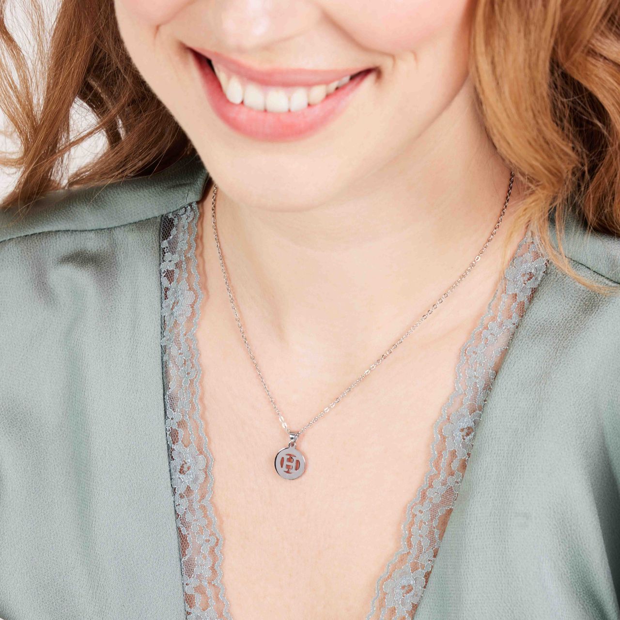 Stainless steel ketting met letter - H