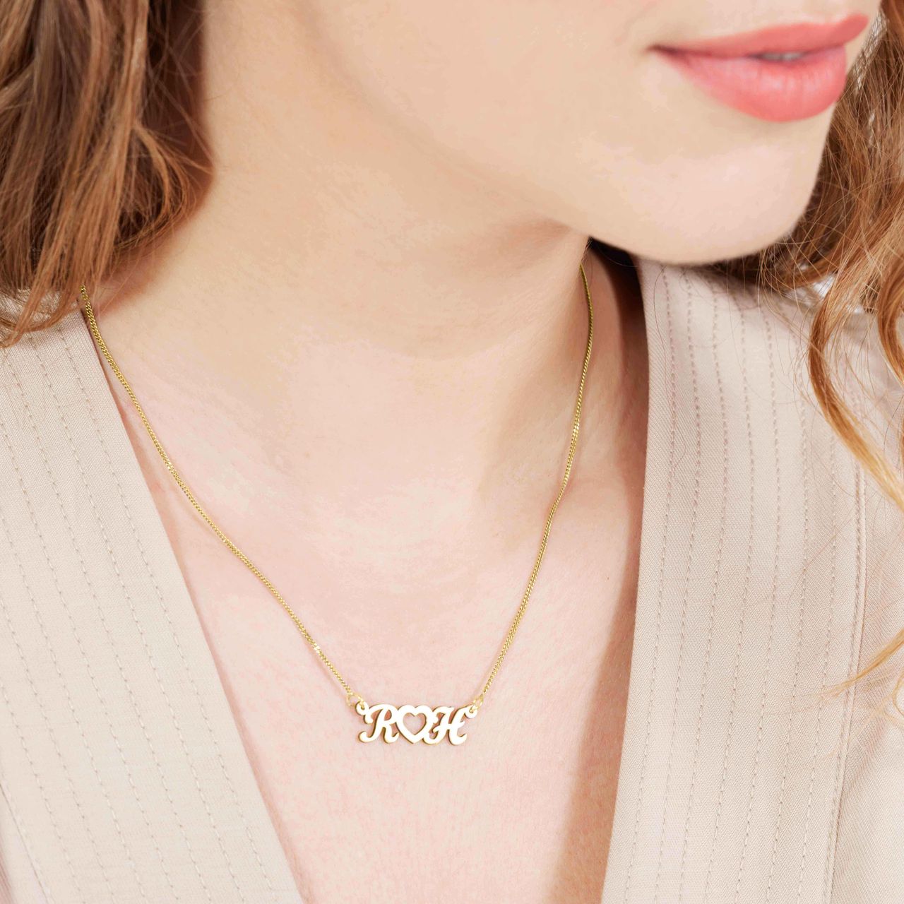 Gerecycled zilveren gold ketting letter<3letter