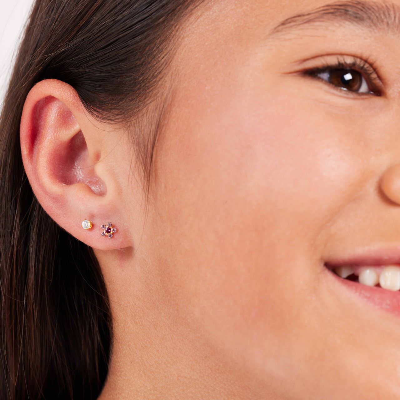 Tiny tips stainless steel goldplated oorbellen zirkonia 3mm