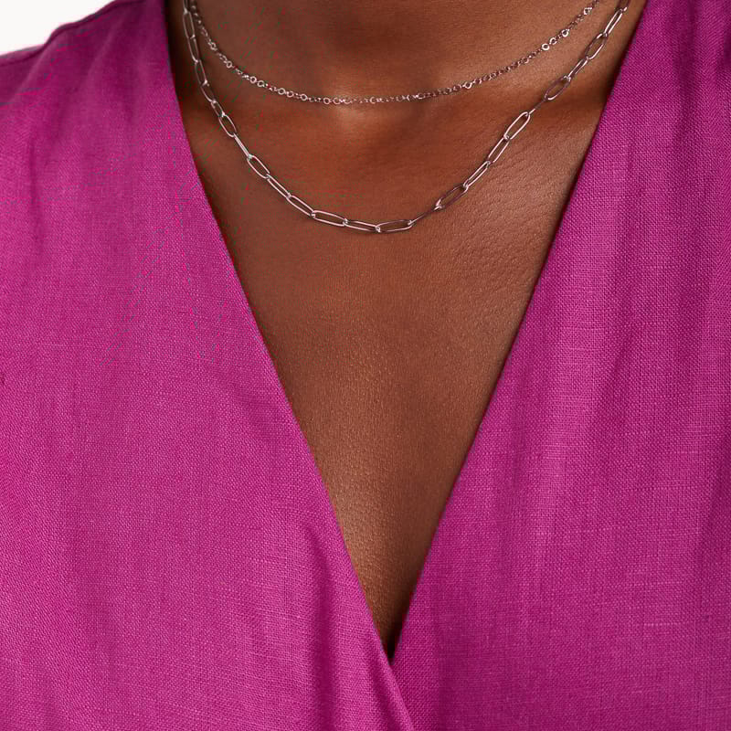 Myla gerecycled stainless steel dubbele ketting voor dames