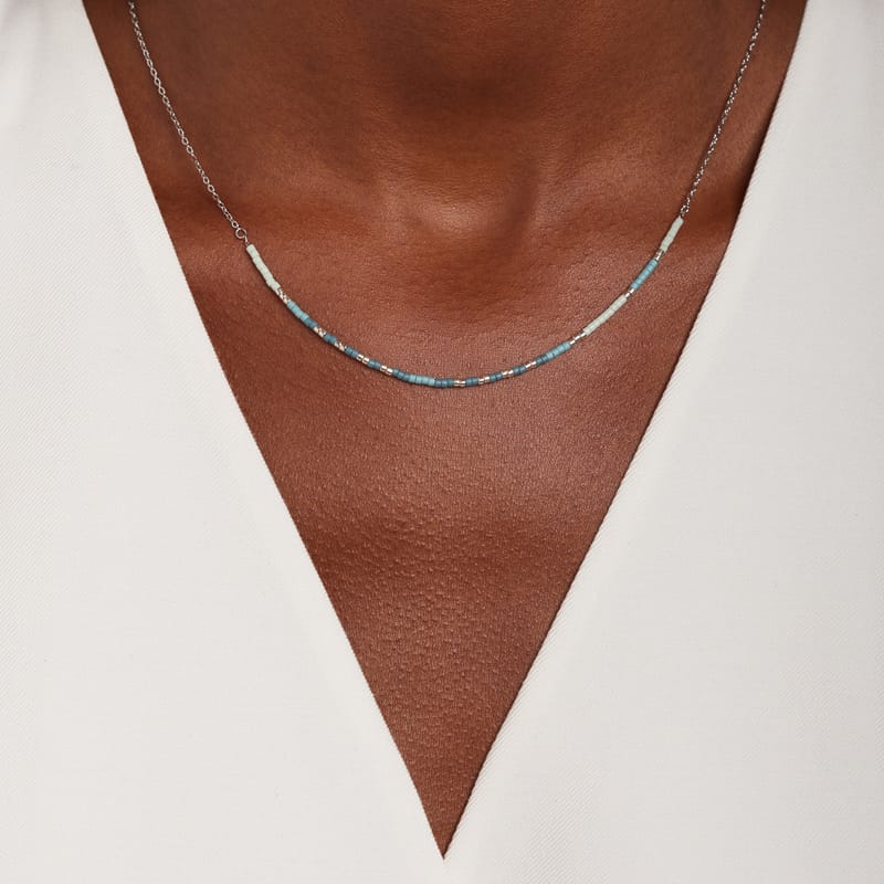 Gerecycled stainless steel ketting met kralen