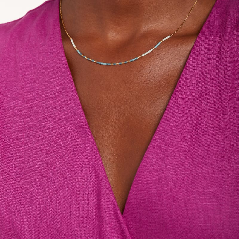 Stainless steel goldplated kralenketting voor dames