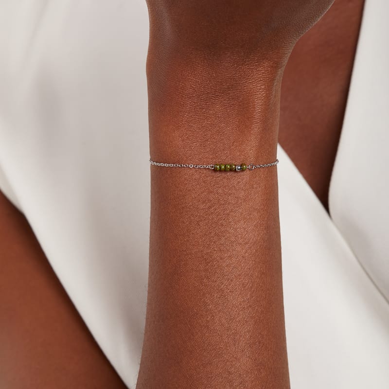 Gerecycled stainless steel armband met kralen