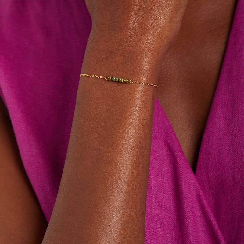 Gerecycled stalen goldplated armband met kralen