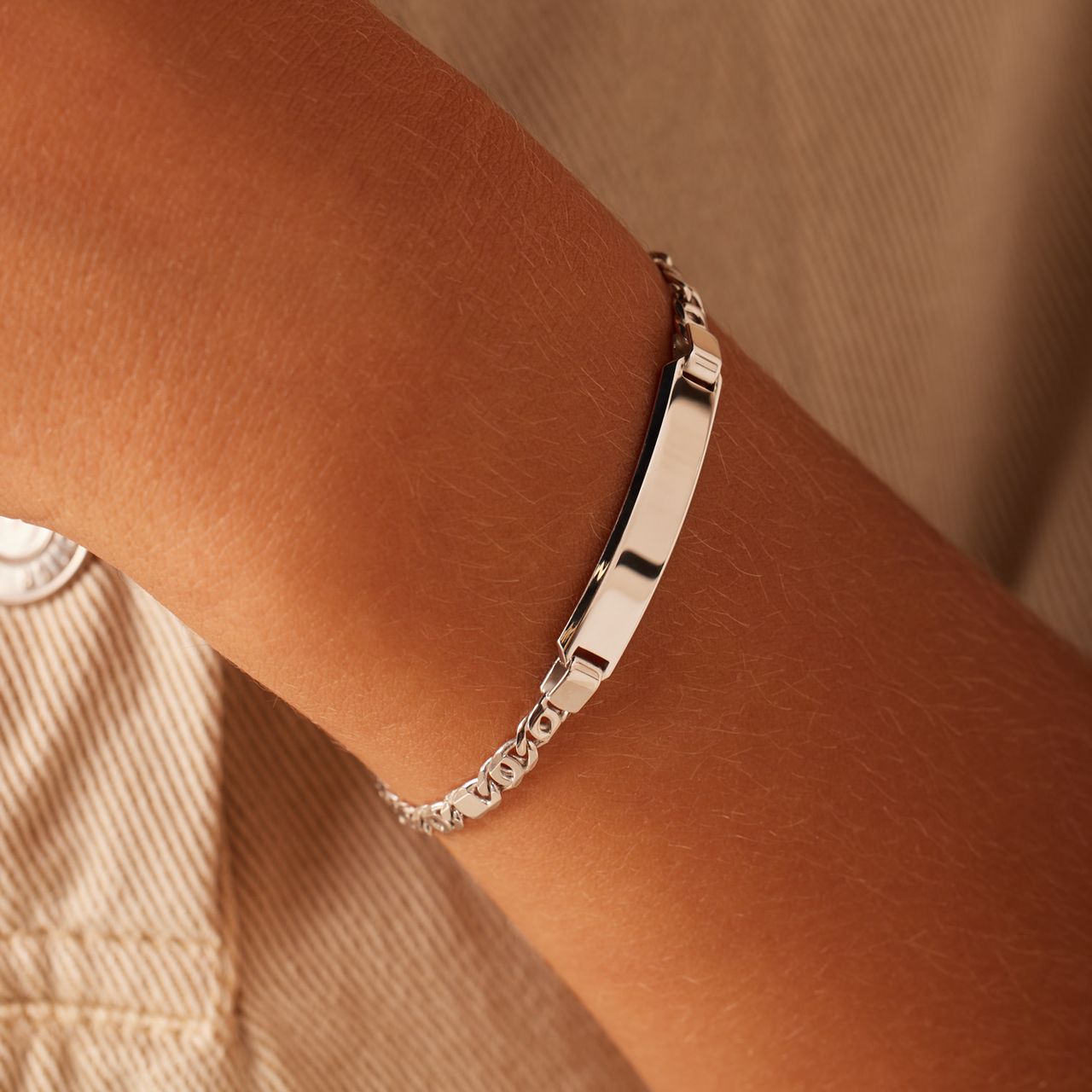 Plattenarmband für Jungen aus 925 Silber, Gourmetglieder