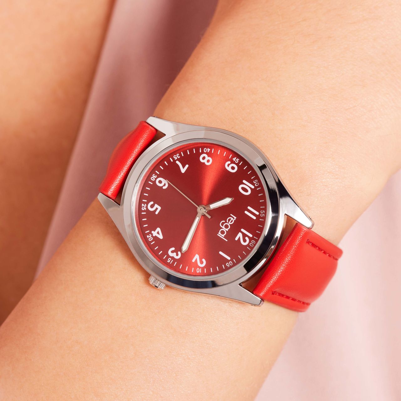 Regal Dames Horloge rood PU leer Analoog