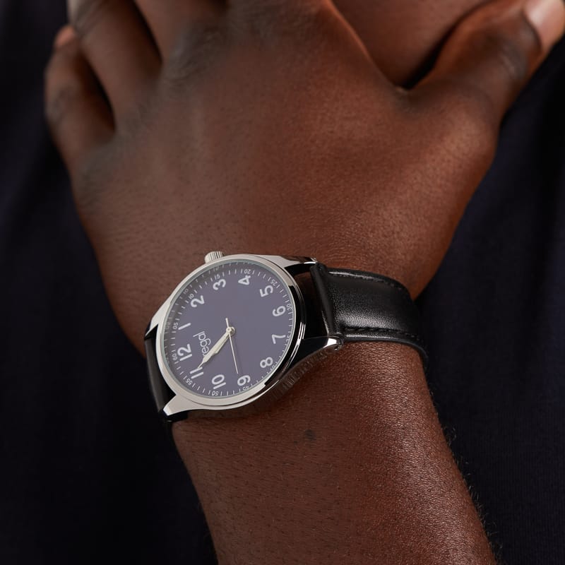 Regal Herrenuhr mit schwarzem PU-Armband
