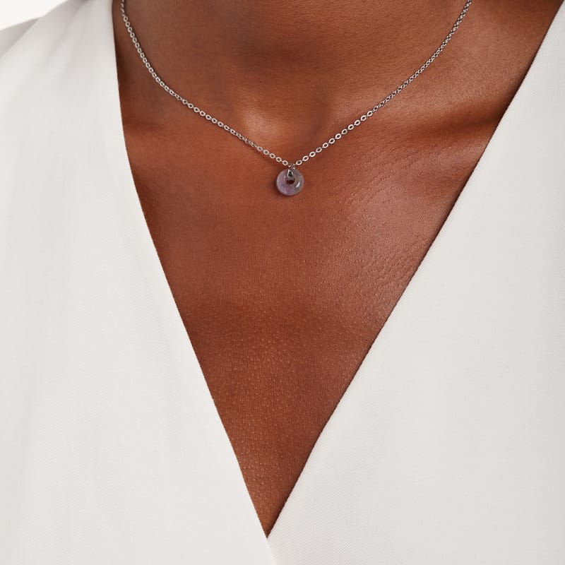 Stalen ketting met amethyst
