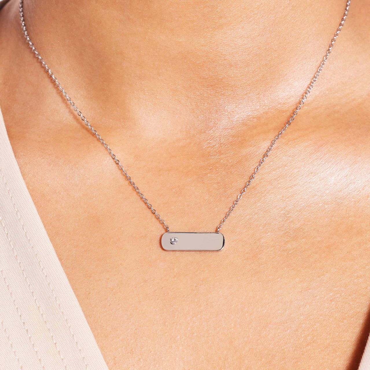 Gerecycleerd stainless steel goldplated ketting met bar hanger
