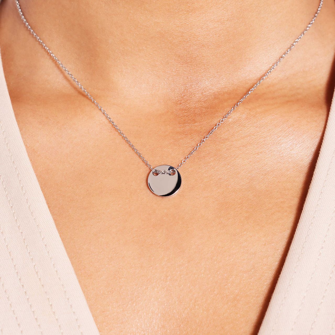 Gerecycled stainless steel ketting met munt hanger voor dames