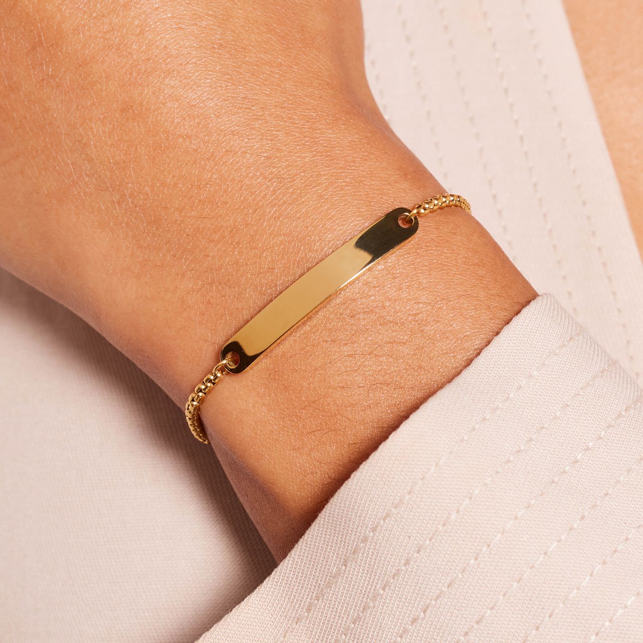 Stalen goldplated plaatarmband voor dames