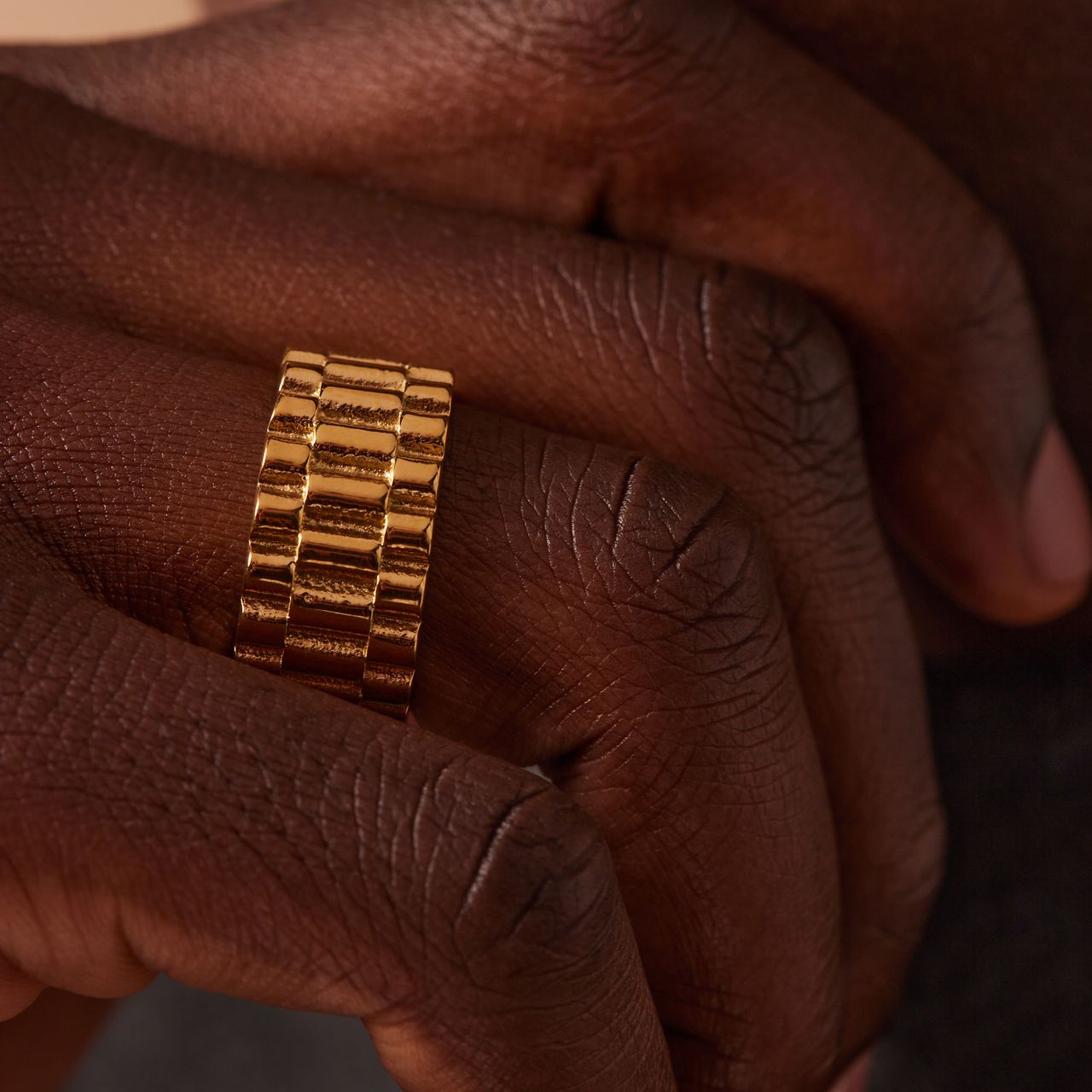 Stalen goldplated herenring