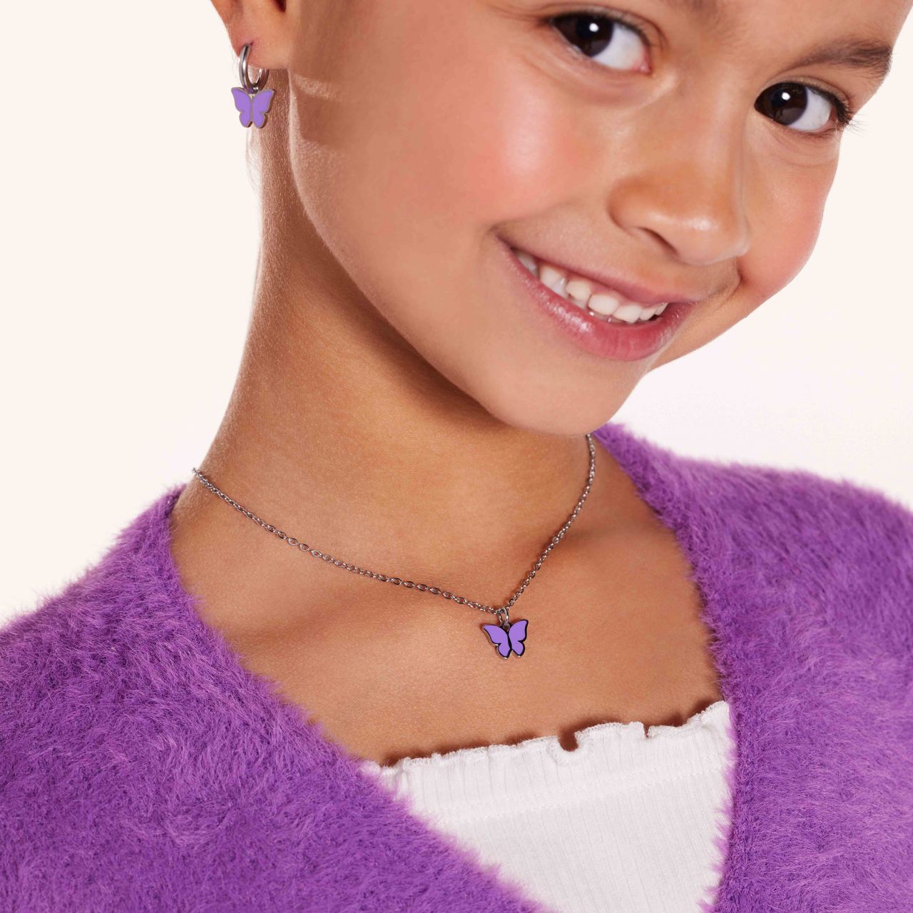 Little Miss Fabulous stainless steel ketting met vlinder violet
