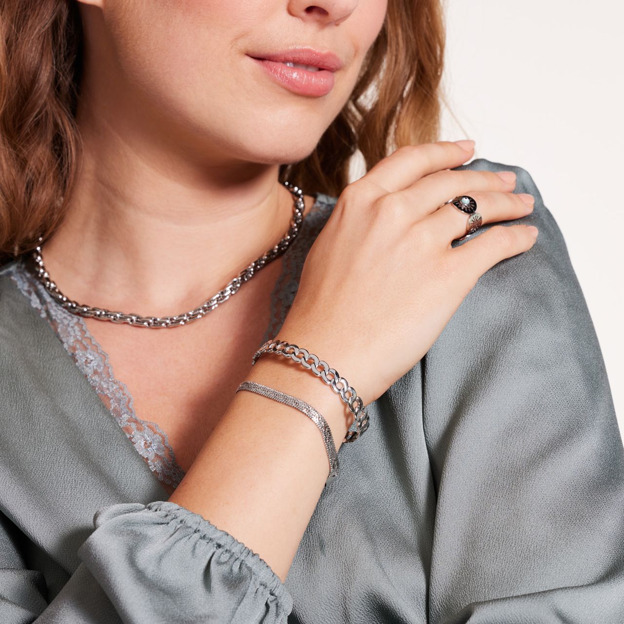 Stainless steel schakel armband