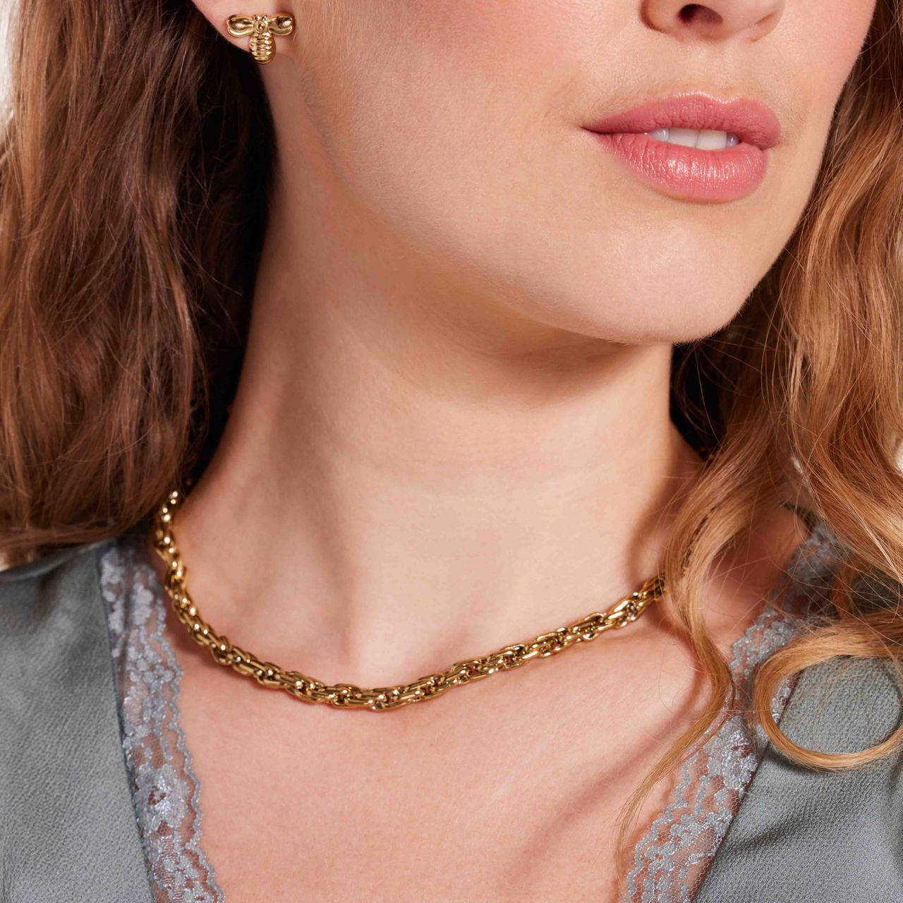 Stainless steel goldplated ketting voor dames