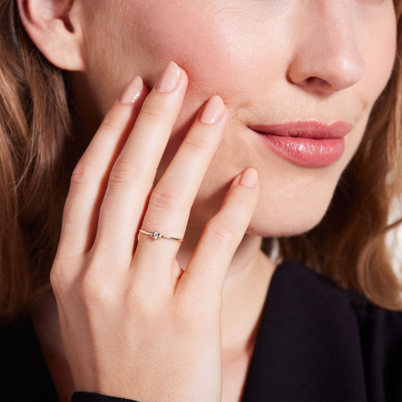 14K geelgouden ring solitair diamant (0,025ct)