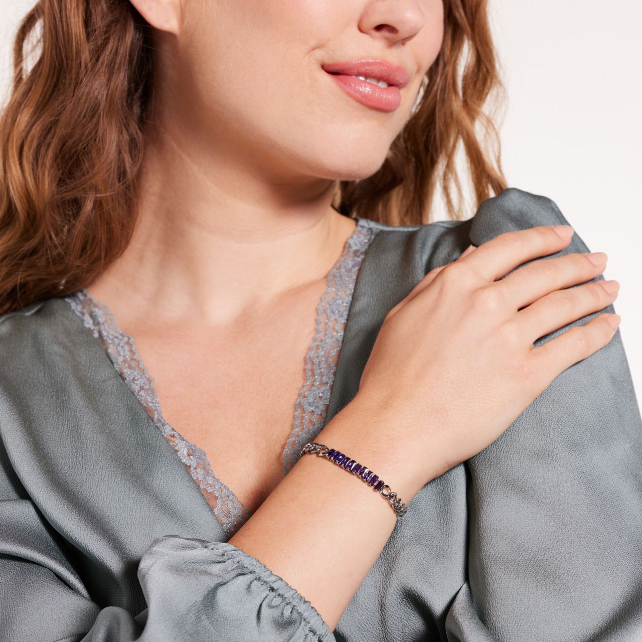 Stainless steel armband paars