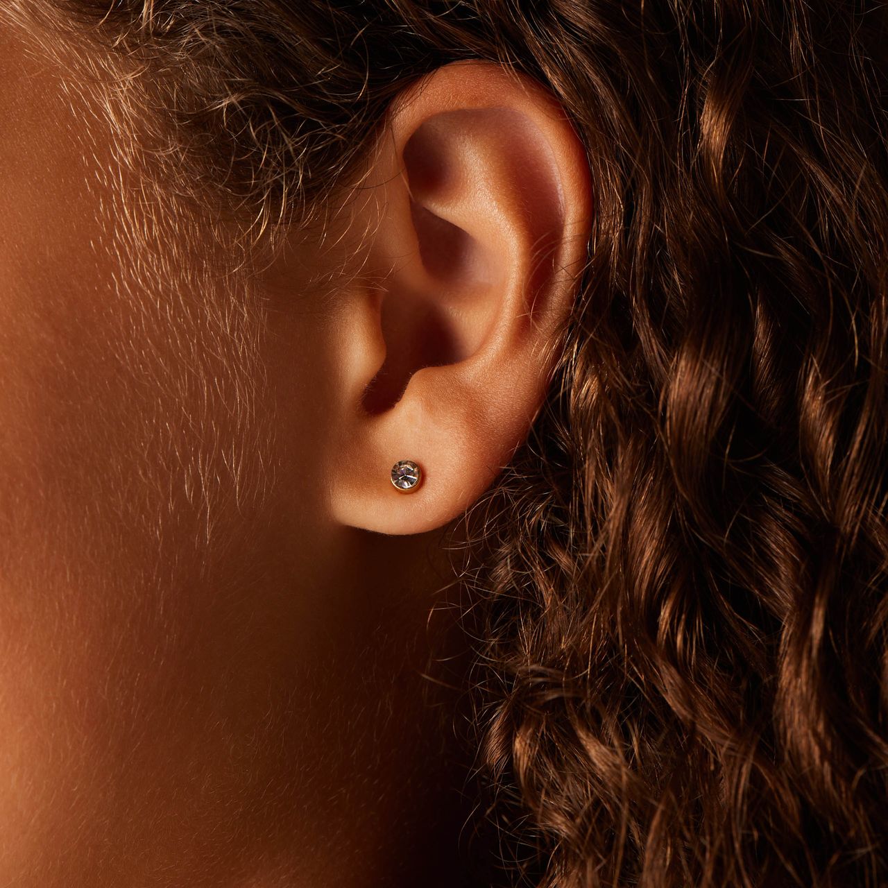 Disney stainless steel goldplated kinderoorbellen set Minnie Mouse met wit kristal