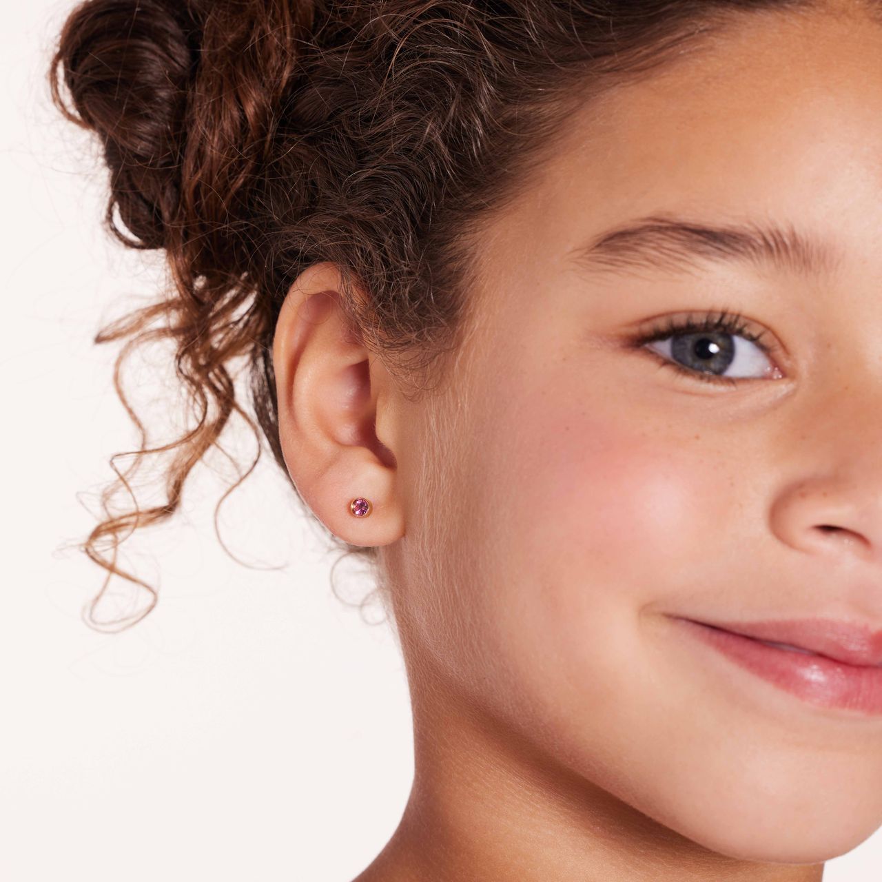 Disney stainless steel goldplated kinderoorbellen set Minnie Mouse met roze kristal